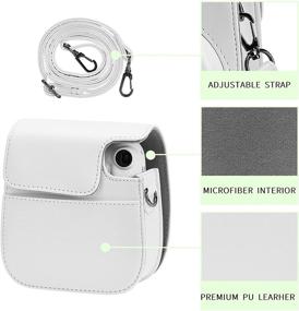 img 2 attached to 📷 Blummy PU Leather Camera Case - Compatible with Fujifilm Instax Mini 11 Instant Camera, Adjustable Strap & Pocket (White)