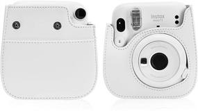 img 1 attached to 📷 Blummy PU Leather Camera Case - Compatible with Fujifilm Instax Mini 11 Instant Camera, Adjustable Strap & Pocket (White)