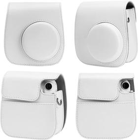 img 3 attached to 📷 Blummy PU Leather Camera Case - Compatible with Fujifilm Instax Mini 11 Instant Camera, Adjustable Strap & Pocket (White)