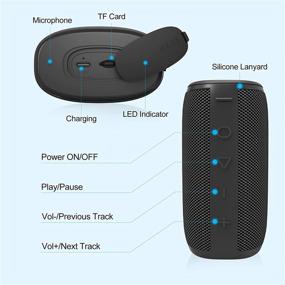 img 2 attached to 🔊 Водонепроницаемый душ Bluetooth-колонка: портативная беспроводная аудиоколонка Sewowibo для на открытом воздухе с HD звуком, поддержкой карт памяти TF, встроенным микрофоном, петлей для переноски - черный