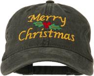 🎄 e4hats.com merry christmas mistletoe embroidered washed dyed cap - festive holiday hat for style and joy logo