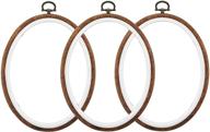 🪚 celley embroidery hoops: elegant imitated wood design set of 3 - oval shape logo