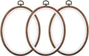 img 4 attached to 🪚 Celley Embroidery Hoops: Elegant Imitated Wood Design Set of 3 - Oval Shape