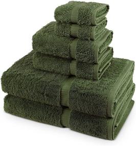 img 3 attached to Turkish Luxury Turkish Cotton Towel Set - Eco Friendly, 2 Bath Towels, 2 Hand Towels, 2 Wash Clothes by Turkish Towel (Moss, Set of 6)