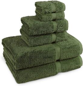 img 2 attached to Turkish Luxury Turkish Cotton Towel Set - Eco Friendly, 2 Bath Towels, 2 Hand Towels, 2 Wash Clothes by Turkish Towel (Moss, Set of 6)