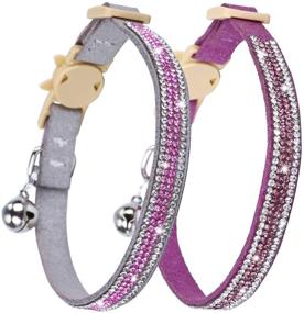 img 4 attached to 🐱 Faleela Cat Collar Breakaway with Bells - 2 Pack Bling Rhinestone Cat Collar: Stylish & Adjustable for Cats and Puppies