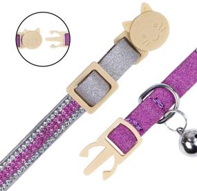 img 1 attached to 🐱 Faleela Cat Collar Breakaway with Bells - 2 Pack Bling Rhinestone Cat Collar: Stylish & Adjustable for Cats and Puppies