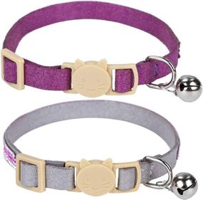 img 3 attached to 🐱 Faleela Cat Collar Breakaway with Bells - 2 Pack Bling Rhinestone Cat Collar: Stylish & Adjustable for Cats and Puppies