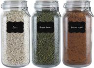 🍶 airtight glass canisters with lids - 78oz storage jars for kitchen - set of 3: canning, cereal, pasta, sugar, beans, spice containers логотип