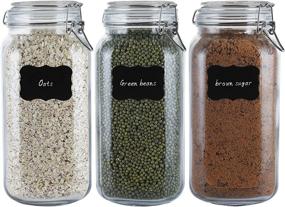 img 4 attached to 🍶 Airtight Glass Canisters with Lids - 78oz Storage Jars for Kitchen - Set of 3: Canning, Cereal, Pasta, Sugar, Beans, Spice Containers