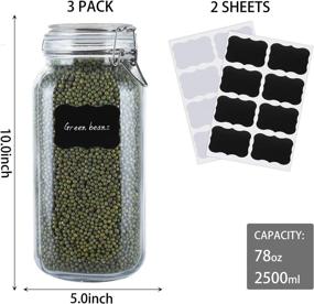 img 1 attached to 🍶 Airtight Glass Canisters with Lids - 78oz Storage Jars for Kitchen - Set of 3: Canning, Cereal, Pasta, Sugar, Beans, Spice Containers