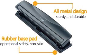 img 2 attached to Ecraft 3-Hole Punch: High Capacity (12 Sheets) - Sturdy All-Metal Construction - Convenient Chip Tray - Office Portable Paper Puncher (2-Pack) in Black