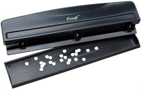 img 3 attached to Ecraft 3-Hole Punch: High Capacity (12 Sheets) - Sturdy All-Metal Construction - Convenient Chip Tray - Office Portable Paper Puncher (2-Pack) in Black