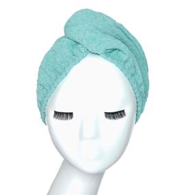 img 4 attached to 🧖 Oolala - Luxury Waffle Microfiber Hair Towel Turban (10 x 27 Inches), Highly Absorbent & Soft, Fast Drying (Lake Blue)