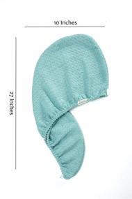 img 2 attached to 🧖 Oolala - Luxury Waffle Microfiber Hair Towel Turban (10 x 27 Inches), Highly Absorbent & Soft, Fast Drying (Lake Blue)