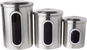 img 3 attached to 🥫 Fox Run 6103 Stainless Steel Canister Set, 3-Piece Metallic, 5.75 x 6 x 8.5 inches