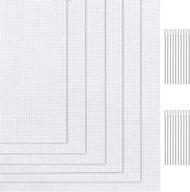 🧵 set of 6 white classic reserve aida cloth cross stitch cloth, 12x18 inch, 11 count - includes 20 large eye needles logo