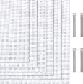 img 4 attached to 🧵 Set of 6 White Classic Reserve Aida Cloth Cross Stitch Cloth, 12x18 Inch, 11 Count - Includes 20 Large Eye Needles