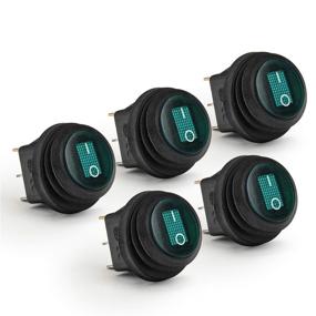 img 4 attached to APIELE Waterproof Round Rocker Toggle Switch 2 Position DC 12V 20A ON-Off With LED Light SPST 3 Pins 5Pcs KCD1-8-101NW(Green)