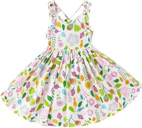 img 4 attached to Charming Vintage Floral Backless Sundress: Exquisite Girls' Clothing for Dresses