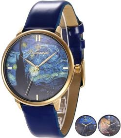 img 4 attached to 🎨 Pavaruni Van Gogh Starry Night Art Watch Gift – Minimalist Design, Artwork Collection for Birthdays