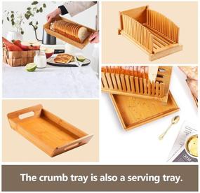 img 2 attached to 🍞 Premium Bamboo Bread Slicer: Foldable Loaf Cutter with Serrated Knife, Crumb Tray, and 3 Size Slicing Guide – Perfect for Homemade Bread