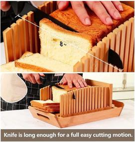 img 3 attached to 🍞 Premium Bamboo Bread Slicer: Foldable Loaf Cutter with Serrated Knife, Crumb Tray, and 3 Size Slicing Guide – Perfect for Homemade Bread