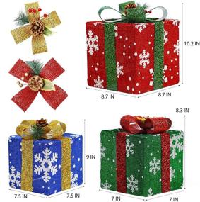 img 3 attached to 🎁 Sparkling Lighted Gift Boxes: Festive Christmas Decorations for Home - Set of 3 Snowflake Present Boxes