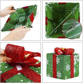 img 2 attached to 🎁 Sparkling Lighted Gift Boxes: Festive Christmas Decorations for Home - Set of 3 Snowflake Present Boxes