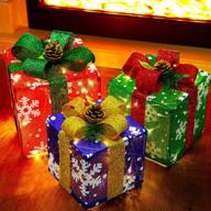 🎁 sparkling lighted gift boxes: festive christmas decorations for home - set of 3 snowflake present boxes логотип