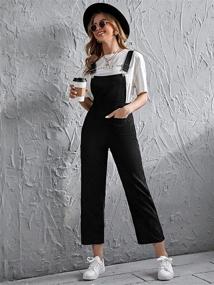 img 2 attached to 👖 SheIn Corduroy Cropped Pants Overalls Pinafore Jumpsuit with Front Pockets for Women