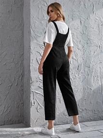 img 3 attached to 👖 SheIn Corduroy Cropped Pants Overalls Pinafore Jumpsuit with Front Pockets for Women