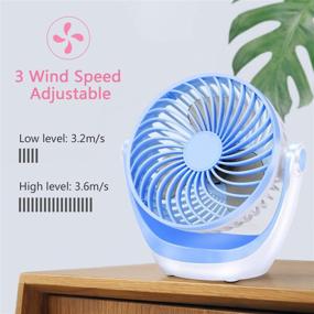 img 3 attached to 🌀 Aluan Small Table Fan, USB Desk Fan with Strong Airflow, Ultra Quiet Portable Fan, Adjustable Speed, 360° Rotatable Head, Mini Personal Fan for Home Office Bedroom Table and Desktop, Blue