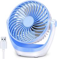 🌀 aluan small table fan, usb desk fan with strong airflow, ultra quiet portable fan, adjustable speed, 360° rotatable head, mini personal fan for home office bedroom table and desktop, blue logo