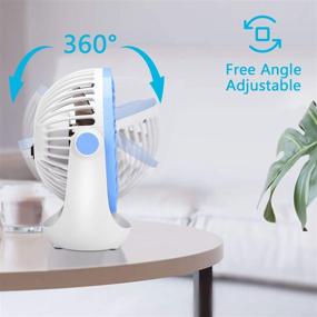 img 1 attached to 🌀 Aluan Small Table Fan, USB Desk Fan with Strong Airflow, Ultra Quiet Portable Fan, Adjustable Speed, 360° Rotatable Head, Mini Personal Fan for Home Office Bedroom Table and Desktop, Blue