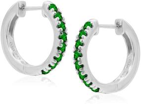 img 3 attached to 💎 925 Sterling Silver Small Huggie Hoop Earrings with Gemstones - Tiny Hoops Earrings for Women, Perfect Christmas Gifts