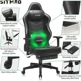 img 1 attached to Computer Ergonomic Recliner Footrest Headrest Sports & Fitness for Leisure Sports & Game Room