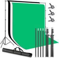neewer 8.5x10ft система поддержки фонов для фотостудии с 6x9ft фоном из полиэстера (белый, черный, зеленый) + зажимы и чехол - идеально подходит для съемки товаров, портретов и видео. логотип