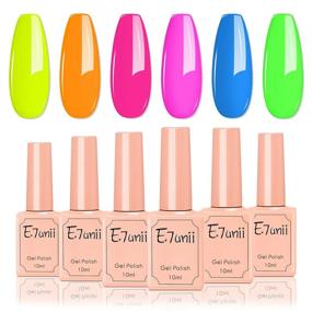 img 4 attached to 💅 Набор гель-лаков для ногтей E7UNII: 6 ярких оттенков радужной палитры, модные дизайны для нейл-арт-хэллоуина. Идеально подходит для гелевого маникюра дома или в салоне. Идеальный подарок для девочек, женщин и новичков!