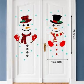 img 2 attached to Christmas Door Stickers Decor: Large Snowman Stickers with Snowflake Decals - Luminous Snowman Door Decorations for Refrigerator, Wall, Window - Lovely Style