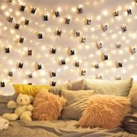 festive christmas fairy lights with 100 led photo clip string lights - perfect for hanging pictures, bedroom decor, christmas parties & more! логотип