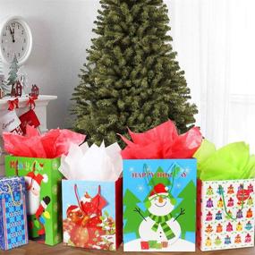 img 3 attached to 🎁 Bulk Set of Fzopo Christmas Gift Bags - Includes 3 Extra Large, 3 Large, 2 Bottle, and 4 Medium Sizes with Tags, Handles, and Assorted Christmas Prints - Ideal for Wrapping Holiday Gifts