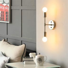 img 1 attached to 💡 BRIGHTTIA 2-Light Wall Sconce - Contemporary Minimalist Vanity and Hallway Lighting - Mid Century Industrial Exposed Bulb Wall Lamp - Flush Mount Fixture - Brushed Nickel (BW0023-2N)