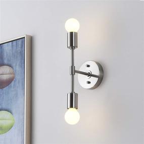 img 2 attached to 💡 BRIGHTTIA 2-Light Wall Sconce - Contemporary Minimalist Vanity and Hallway Lighting - Mid Century Industrial Exposed Bulb Wall Lamp - Flush Mount Fixture - Brushed Nickel (BW0023-2N)