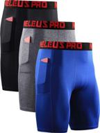 🩳 neleus men's 3 pack compression shorts with pocket: efficient fitness gears for men logo