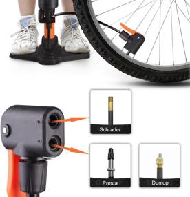 img 2 attached to 🚴 Hopopro High Pressure Bike Floor Pump with Gauge - 160 PSI Hand/Foot Activated Pump for Presta, Schrader & Dunlop Valves