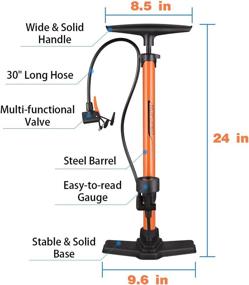 img 3 attached to 🚴 Hopopro High Pressure Bike Floor Pump with Gauge - 160 PSI Hand/Foot Activated Pump for Presta, Schrader & Dunlop Valves