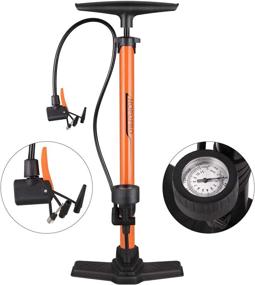 img 4 attached to 🚴 Hopopro High Pressure Bike Floor Pump with Gauge - 160 PSI Hand/Foot Activated Pump for Presta, Schrader & Dunlop Valves