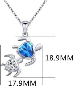 img 1 attached to Sterling Silver Mom and Baby Turtle Jewelry Set: Necklace, Stud Earrings, Anklet, and Cubic Zirconia Heart Pendant - Perfect Turtle-inspired Accessories for Women