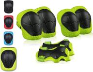 hirit kids girls boys protective gear set for skating, cycling, scooter and skateboarding - 6 in 1 knee pads, elbow and wrist braces logo